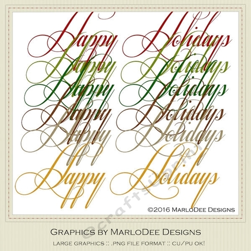 Beautiful Script Happy Holidays Word Art Graphics 