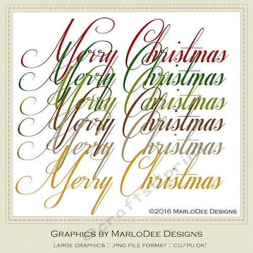 Beautiful Script Merry Christmas Word Art Graphics pkg 1