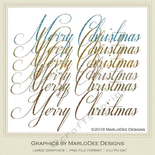 Beautiful Script Merry Christmas Word Art Graphics pkg 2