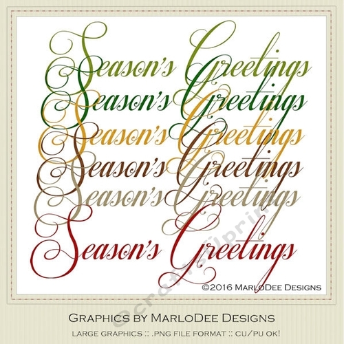 Beautiful Script Seasons Greetings Word Art Graphics 