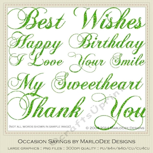 Green Color 2 Glitter Set - Large Collection Mix Word Art Graphics