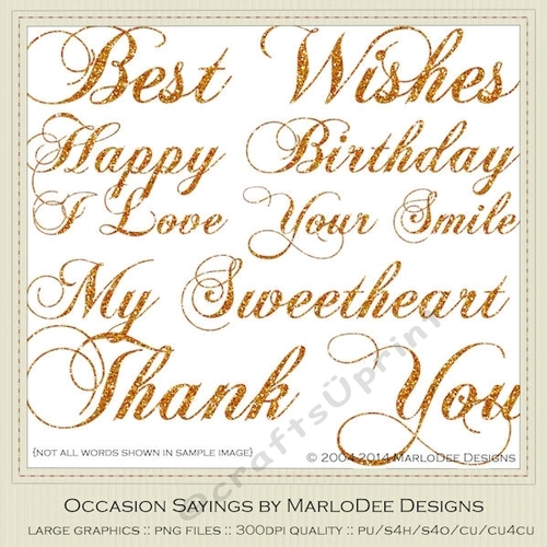 Orange Color 1 Glitter Set - Large Collection Mix Word Art Graphics