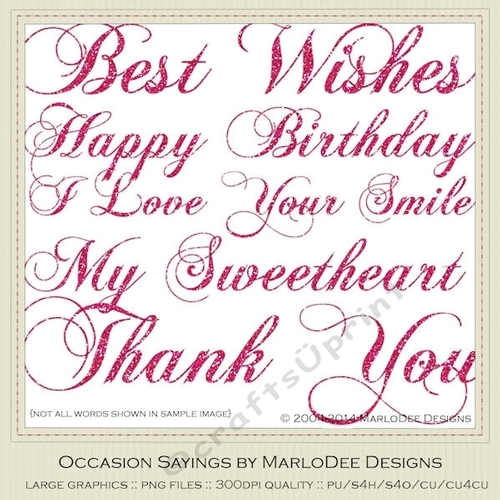Pink Color 3 Glitter Set - Large Collection Mix Word Art Graphics