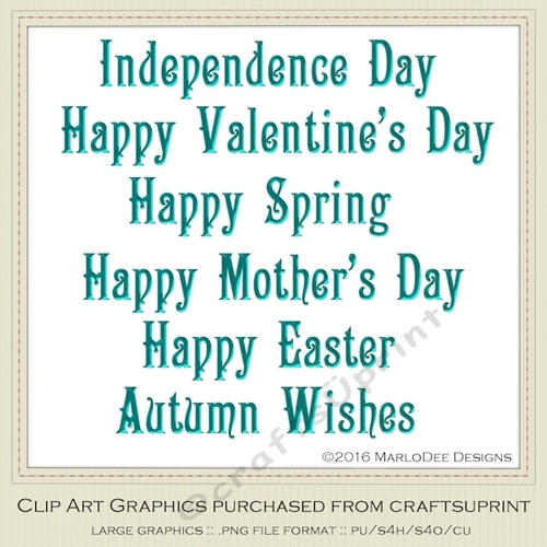 Blue Color 2 - Large Mix Holidays Word Art Graphics