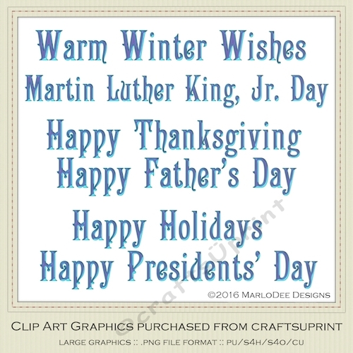 Blue Color 3 - Large Mix Holidays Word Art Graphics