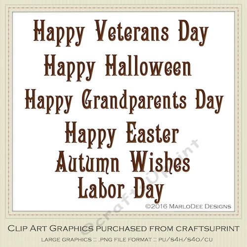 Brown Color 1 - Large Mix Holidays Word Art Graphics