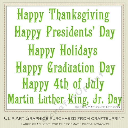 Green Color 1 - Large Mix Holidays Word Art Graphics