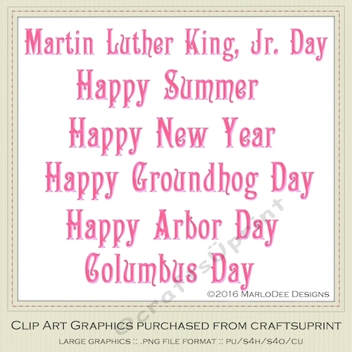 Hot Pink Color 1 - Large Mix Holidays Word Art Graphics