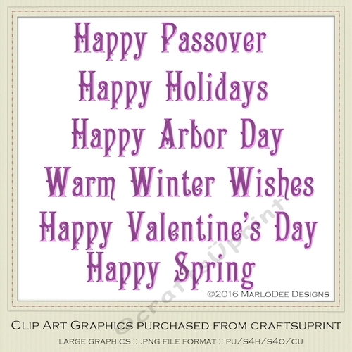 Purple Color 1 - Large Mix Holidays Word Art Graphics