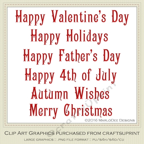 Red Color 1 - Large Mix Holidays Word Art Graphics