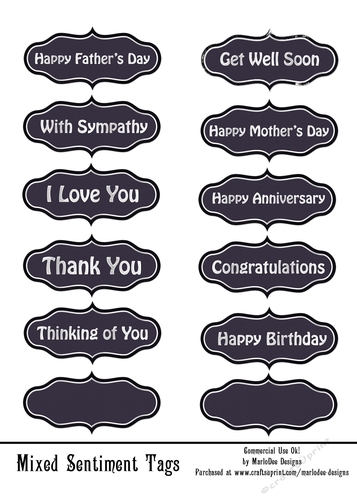 Mixed Sentiments Printable 5x7 Sheet - Navy Blue & Silver (WC1)