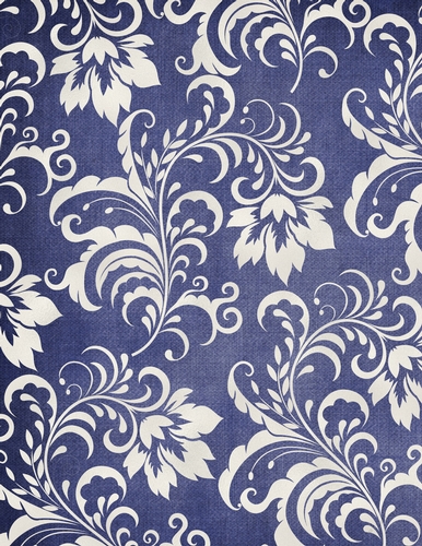 Elegant Medium Blue Background with Pearl Cream Color Floral Pattern (WC1)