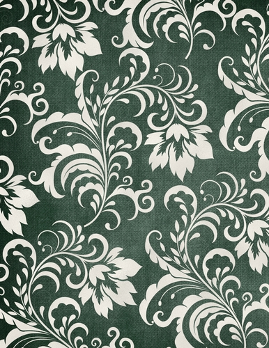 Elegant Dark Green Background with Pearl Cream Color Floral Pattern (WC1)