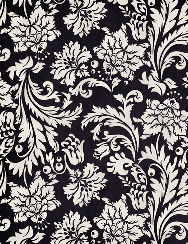 Elegant Navy Blue Background with Pearl Cream Color Floral Damask Pattern (WC1)