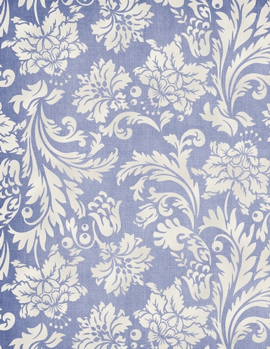Elegant Lighter Blue Background with Pearl Cream Color Floral Damask Pattern (WC1)