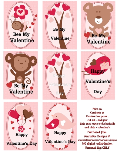 Sweet Love Childrens Printable Valentines Sheet 