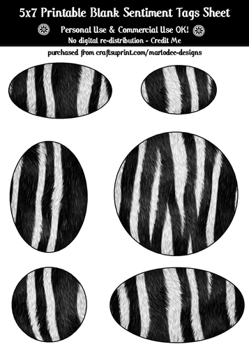 Animal Fur Blank Oval Shape Sentiment Tags Sheet 5