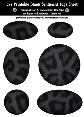 Animal Fur Blank Oval Shape Sentiment Tags Sheet 7