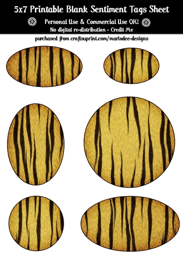 Animal Fur Blank Oval Shape Sentiment Tags Sheet 8