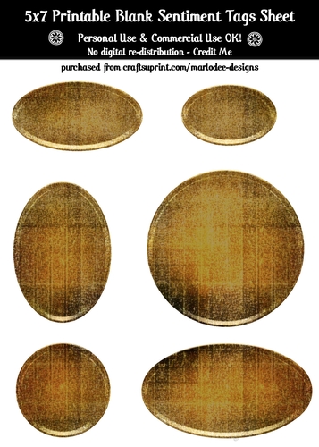 Antique Look Blank Oval Shape Sentiment Tags Sheet 1
