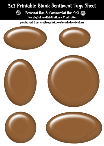 Brown Plastic Look Blank Oval Shape Sentiment Tags Sheet 1