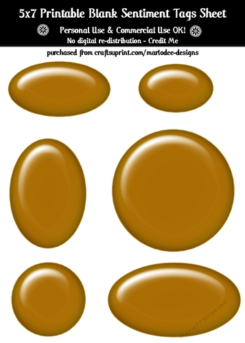 Brown Plastic Look Blank Oval Shape Sentiment Tags Sheet 2