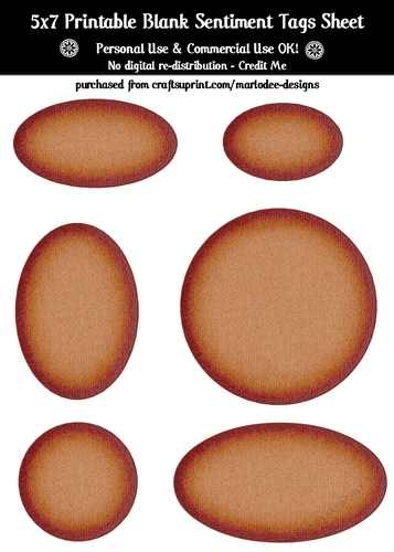 Brown Texture Look Blank Oval Shape Sentiment Tags Sheet 1