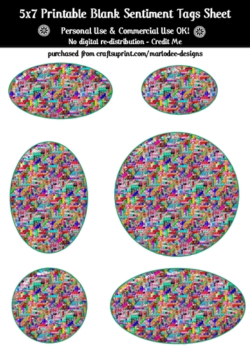 Sprinkles Candy Texture Look Blank Oval Shapes Blank Sentiment Sheet
