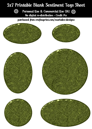 Elegant Texture Olive Green Metal Look Blank Oval Shapes Blank Sentiment Sheet