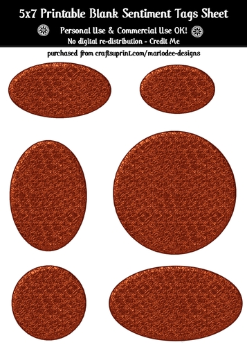 Elegant Texture Copper Metal Look Blank Oval Shapes Blank Sentiment Sheet