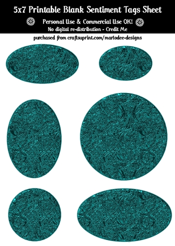 Elegant Texture Teal Blue Metal Look Blank Oval Shapes Blank Sentiment Sheet