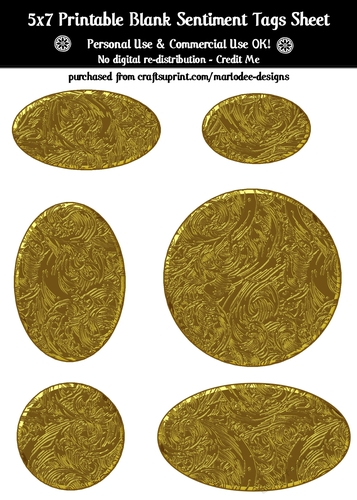 Elegant Texture Golden Metal Look Blank Oval Shapes Blank Sentiment Sheet