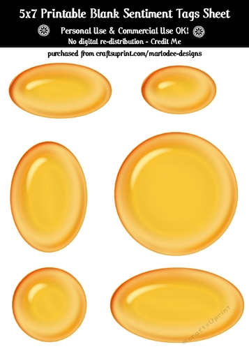 Golden Gloss Look Blank Oval Shape Sentiment Tags Sheet 1
