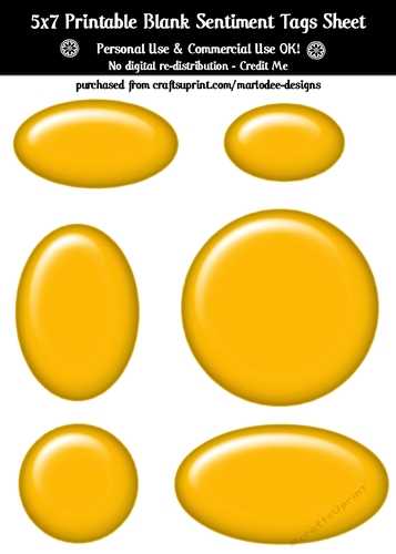 Golden Plastic Look Blank Oval Shape Sentiment Tags Sheet 1