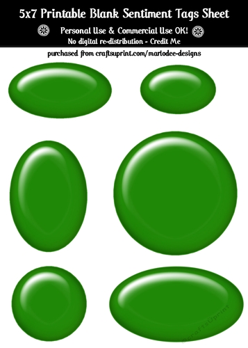Green Plastic Look Blank Oval Shapes Sentiment Sheet 1