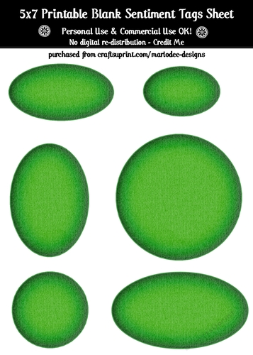 Green Texture Look Blank Oval Shape Sentiment Tags Sheet 1