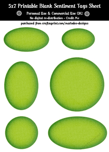 Green Texture Look Blank Oval Shape Sentiment Tags Sheet 2 - CU4CU
