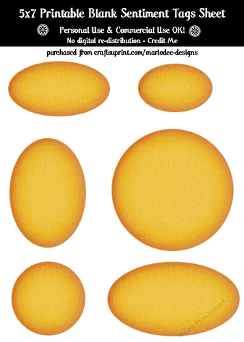 Golden Texture Look Blank Oval Shape Sentiment Tags Sheet 1 - CU4CU