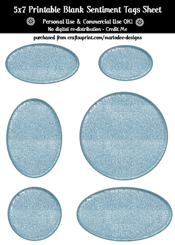 Frozen Ice Texture Look Blank Oval Shape Sentiment Tags Sheet 1 - CU4CU