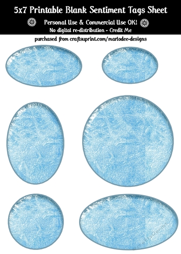 Frozen Ice Texture Look Blank Oval Shape Sentiment Tags Sheet 2 - CU4CU