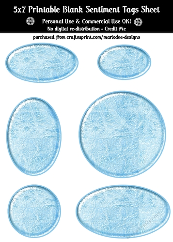 Frozen Ice Texture Look Blank Oval Shape Sentiment Tags Sheet 4 - CU4CU