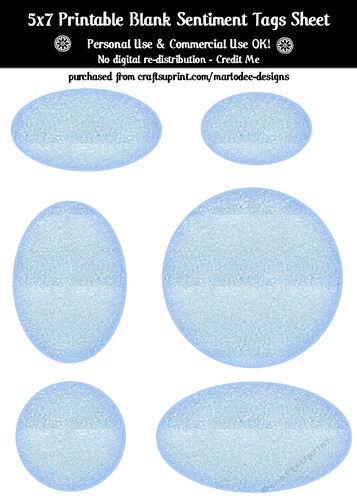 Frozen Ice Texture Look Blank Oval Shape Sentiment Tags Sheet 6 - CU4CU