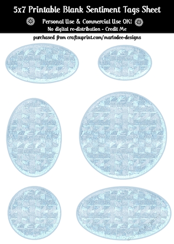 Frozen Ice Texture Look Blank Oval Shape Sentiment Tags Sheet 7 - CU4CU