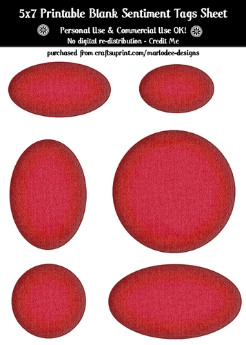 Red Texture Look Blank Oval Shape Sentiment Tags Sheet 1