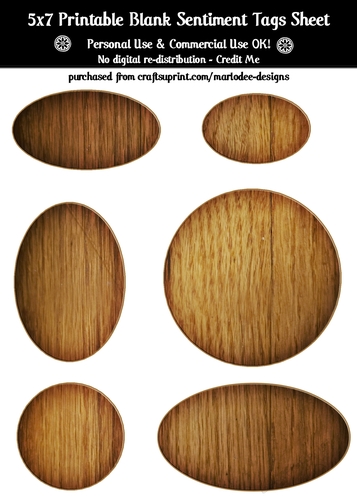 Hardwood Texture Look Blank Oval Shape Sentiment Tags Sheet 2