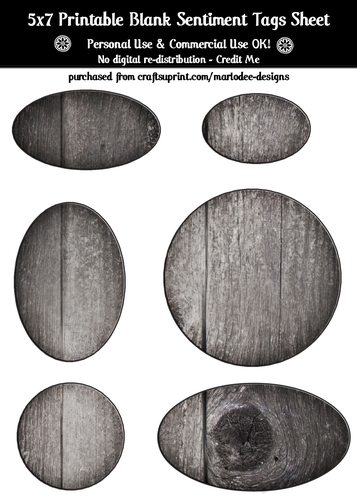 Grey Hardwood Texture Look Blank Oval Shape Sentiment Tags Sheet