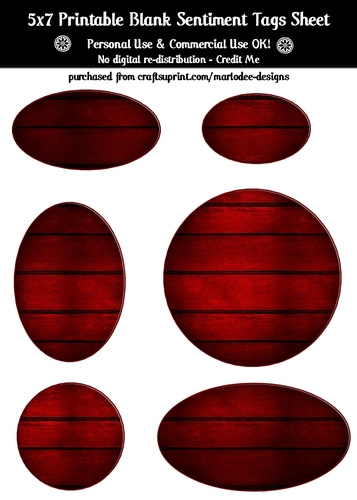 Hardwood Texture Look Blank Oval Shape Sentiment Tags Sheet 8