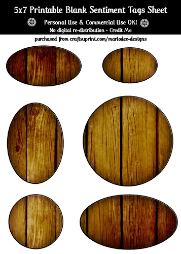 Hardwood Texture Look Blank Oval Shape Sentiment Tags Sheet 9