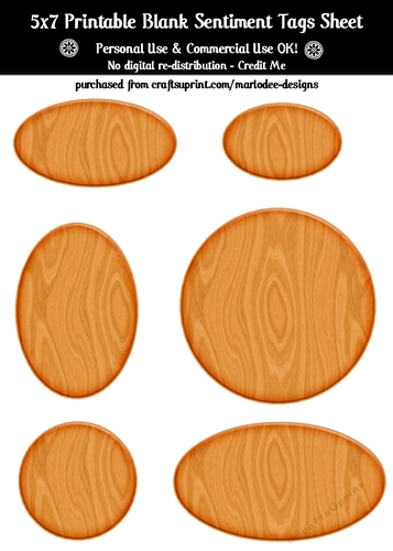 Hardwood Texture Look Blank Oval Shape Sentiment Tags Sheet 10