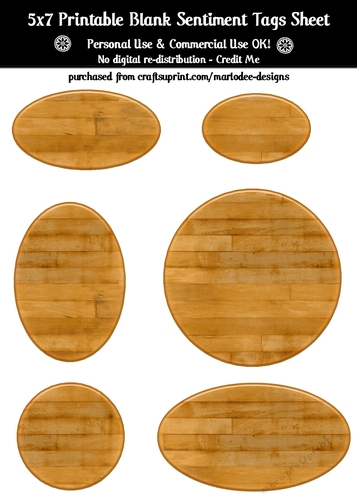 Hardwood Texture Look Blank Oval Shape Sentiment Tags Sheet 11